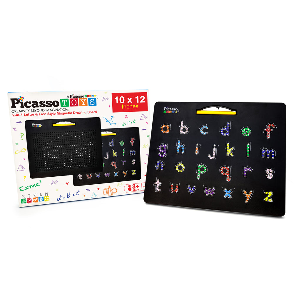 PicassoTiles Magnetic Double-Sided Alphabet & Freestyle Drawing Board