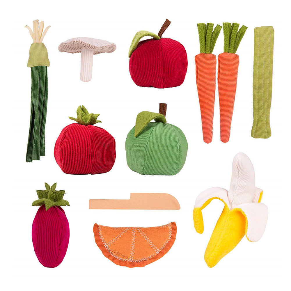 PopOhVer Deluxe Plush Fruits & Vegetables Pretend Play Set