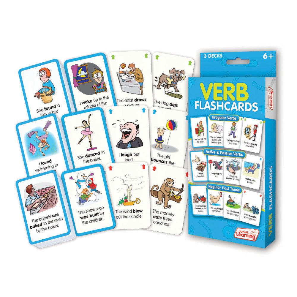 Junior Learning Verb Flashcards Set - Educational Tool for Ages 6+