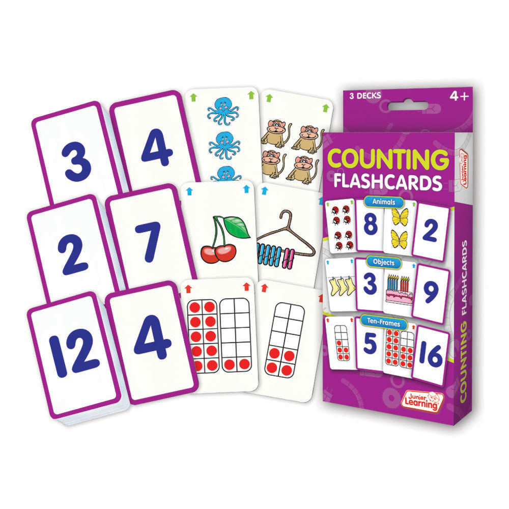 Junior Learning Counting Flashcards Set - Educational Math Teaching Tool for Ages 4+