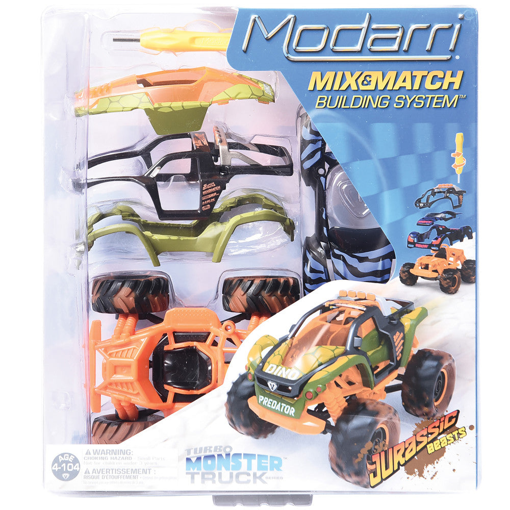 Modarri: Jurassic Beasts Turbo Monster Truck - DIY Design & Build Toy Car, Mix-Match, Kids Ages 6+