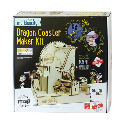 PlayMonster Marbleocity Dragon Coaster Maker Kit - Wooden Model Roller Coaster