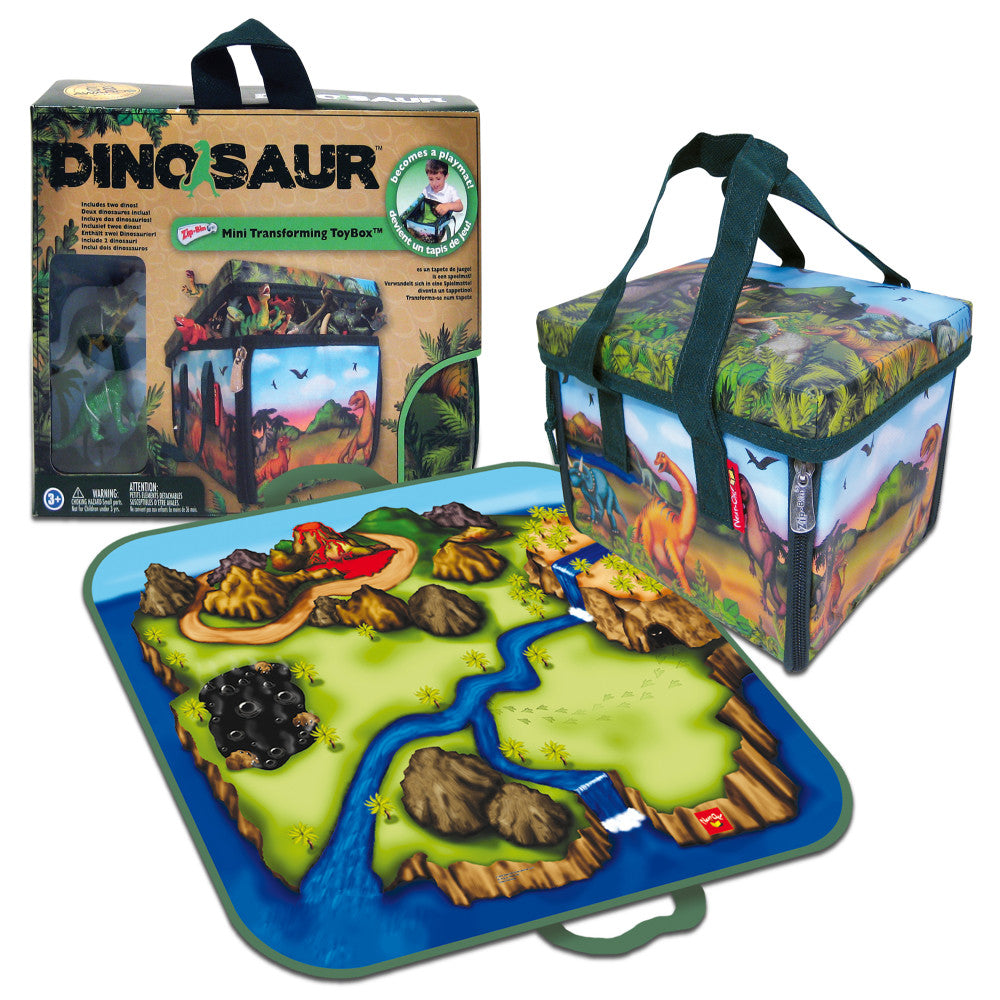 Neat-Oh! ZipBin Dinosaur Mini Playset - Portable Storage and Play Mat