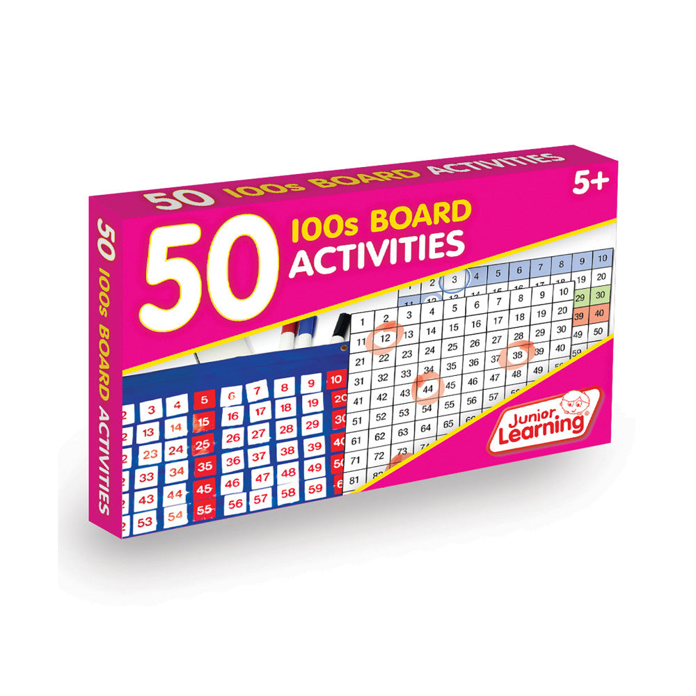 Junior Learning 50 Activities for the Hundreds Board - Math Learning Set for Ages 5-8