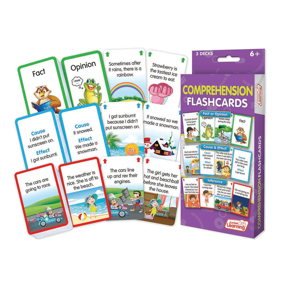 Junior Learning Comprehension Flashcards Set - Interactive Learning for Ages 6-9