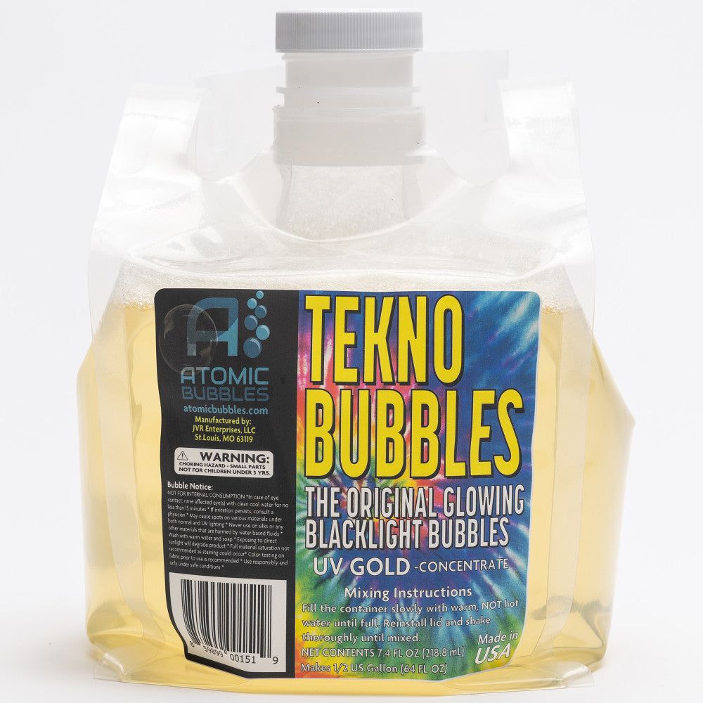 Atomic Bubbles Tekno Bubbles - Gold UV Glowing 64oz Smart Pouch Refill