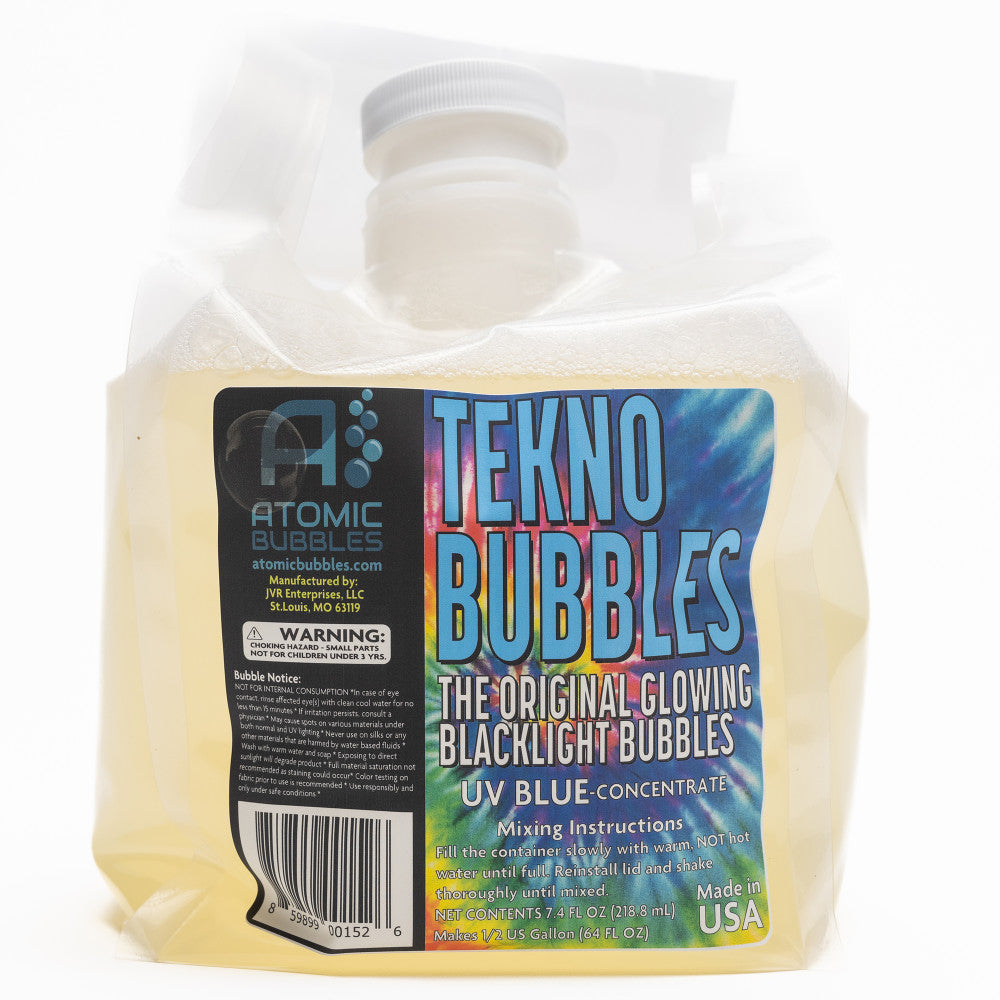 Atomic Bubbles Tekno Bubbles - UV Glowing Bubble Refill - Blue 64oz