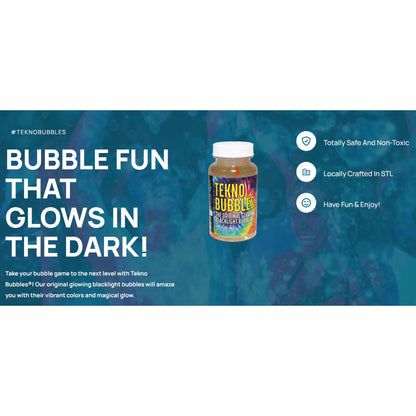 Atomic Bubbles Tekno Bubbles - UV Reactive Glowing Bubbles, 2 Pack (Gold & Blue)