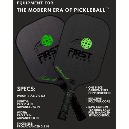 First Strike Pickleball: Advanced Pickleball Paddle - 16 x 8 x 0.5", Polymer Core