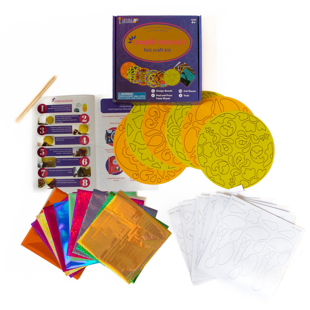 Kulture Khazana: Foil Craft Kit: Rangoli Mandala – DIY Shiny Designs, Ages 4+