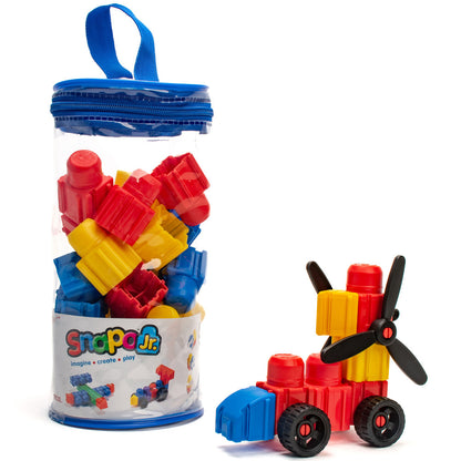 Snapo Jr. Junior Builder's Kit - 40 pcs - Colorful Blocks & Wheels