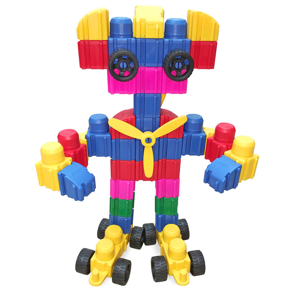 Snapo Jr. Mega Builder's Kit - 125 pcs - Colorful Blocks & Wheels