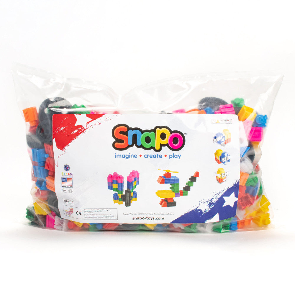 Snapo: Epic Builder's Kit - 550 pcs - Colorful Blocks & Wheels