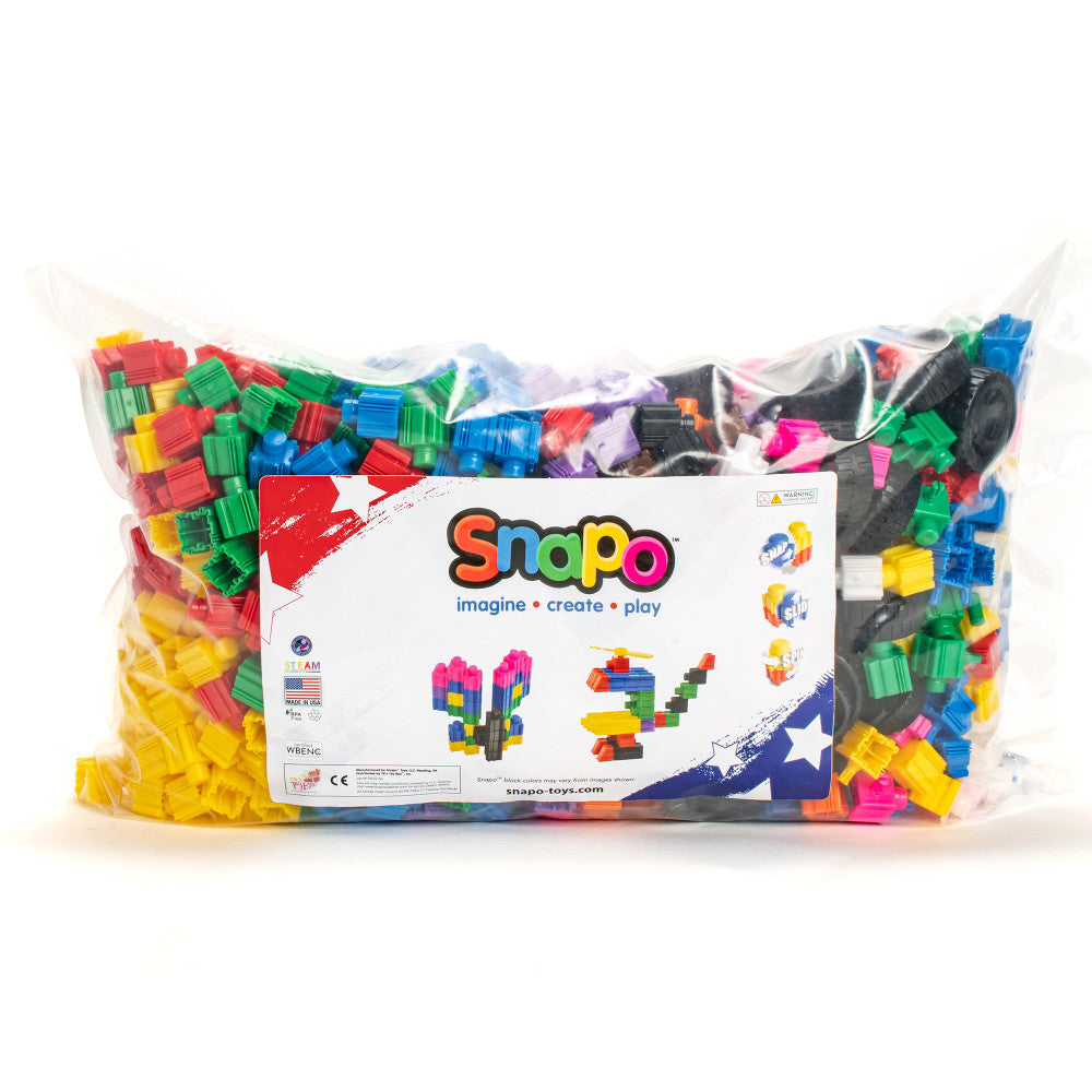 Snapo: Mega Builders Kit - 1100 pcs - Colorful Blocks & Wheels