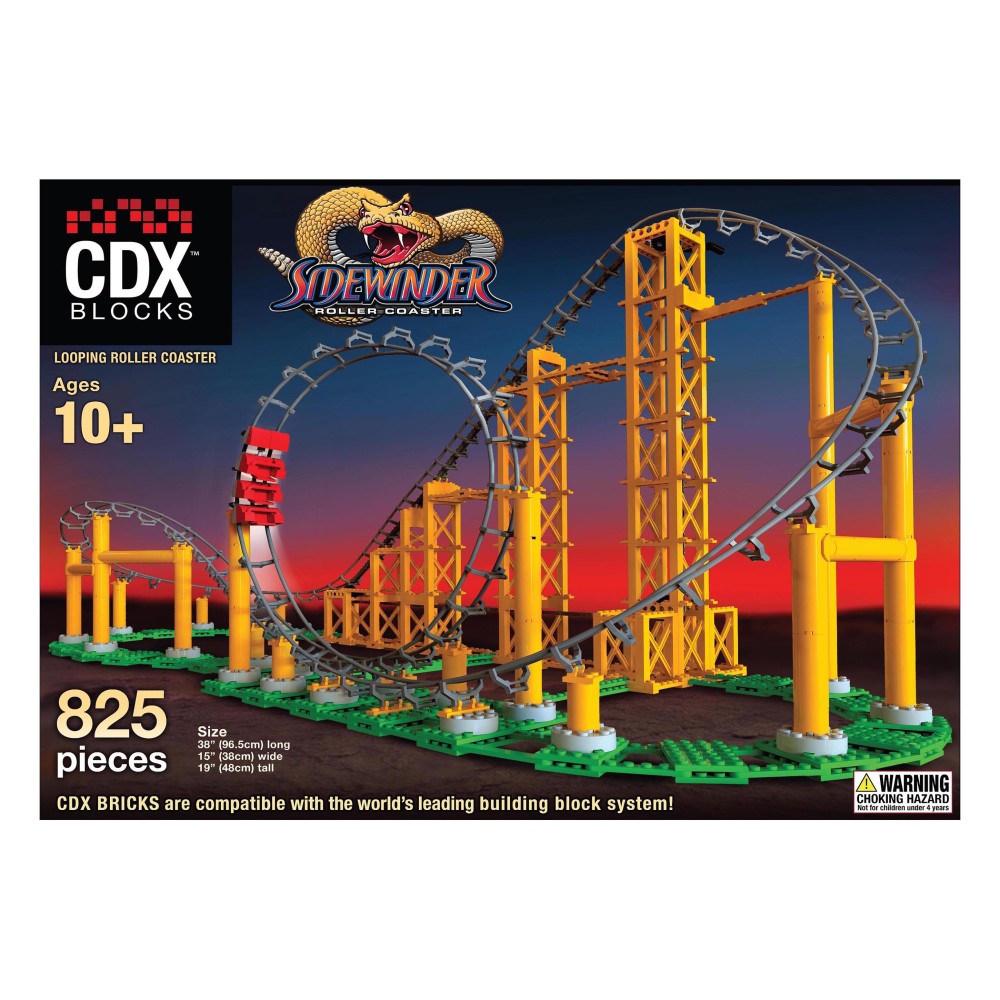 CDX Blocks Sidewinder Roller Coaster Building Set - 825 Pieces