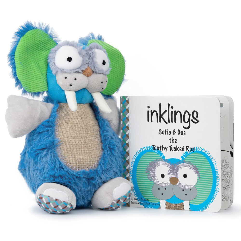 Inklings Baby & Toddler Plush Toy with Board Book Set - Gus The Toothy Tusked Rus