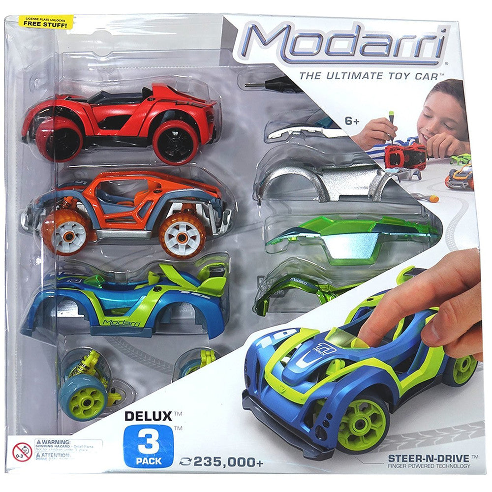 Modarri: Deluxe Car 3 Pack - S1 Street, T1 Track, X1 Dirt, Kids Ages 6+