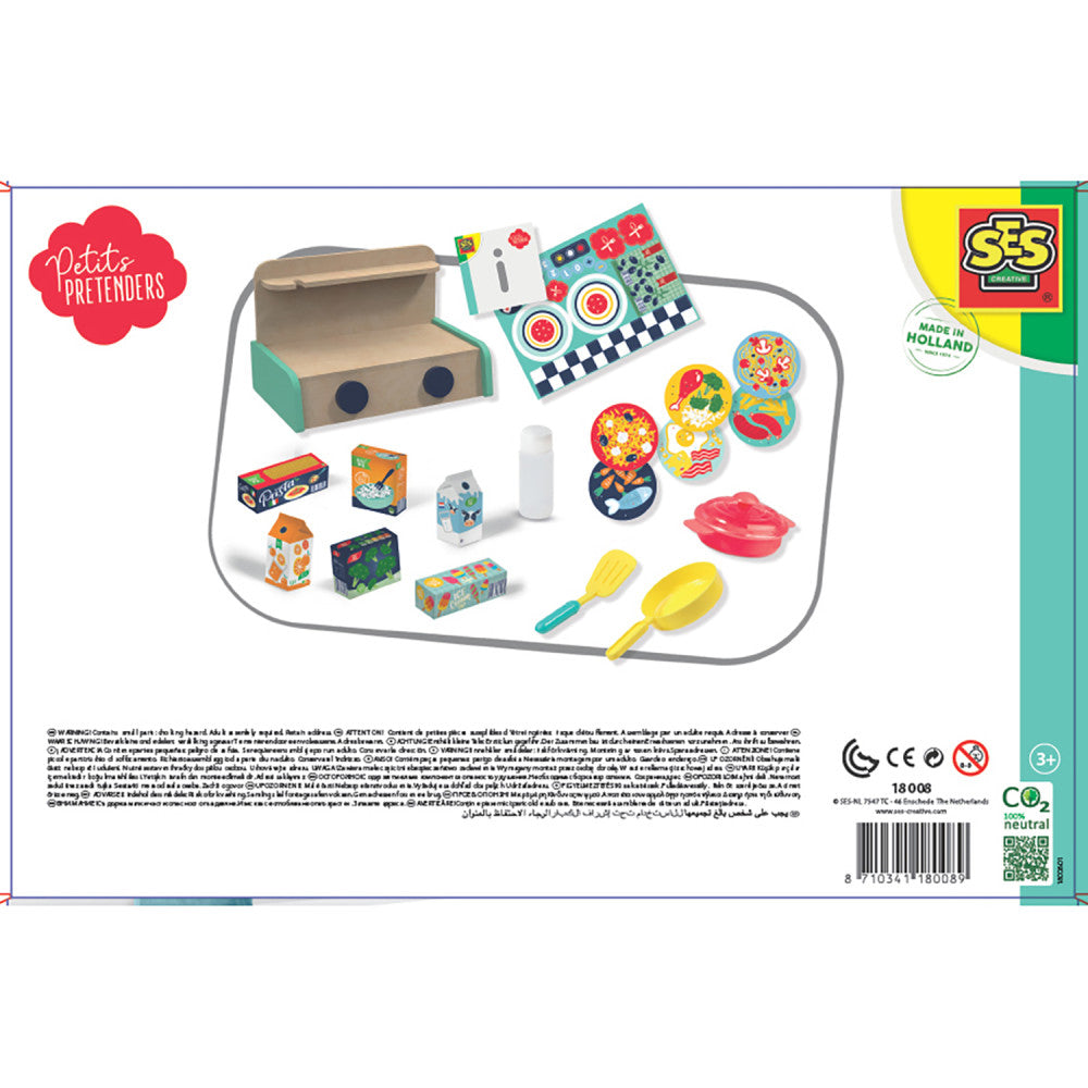 SES Creative: Kitchen Play Set - 16 Piece Toy Set, Wood Kitchen Playset