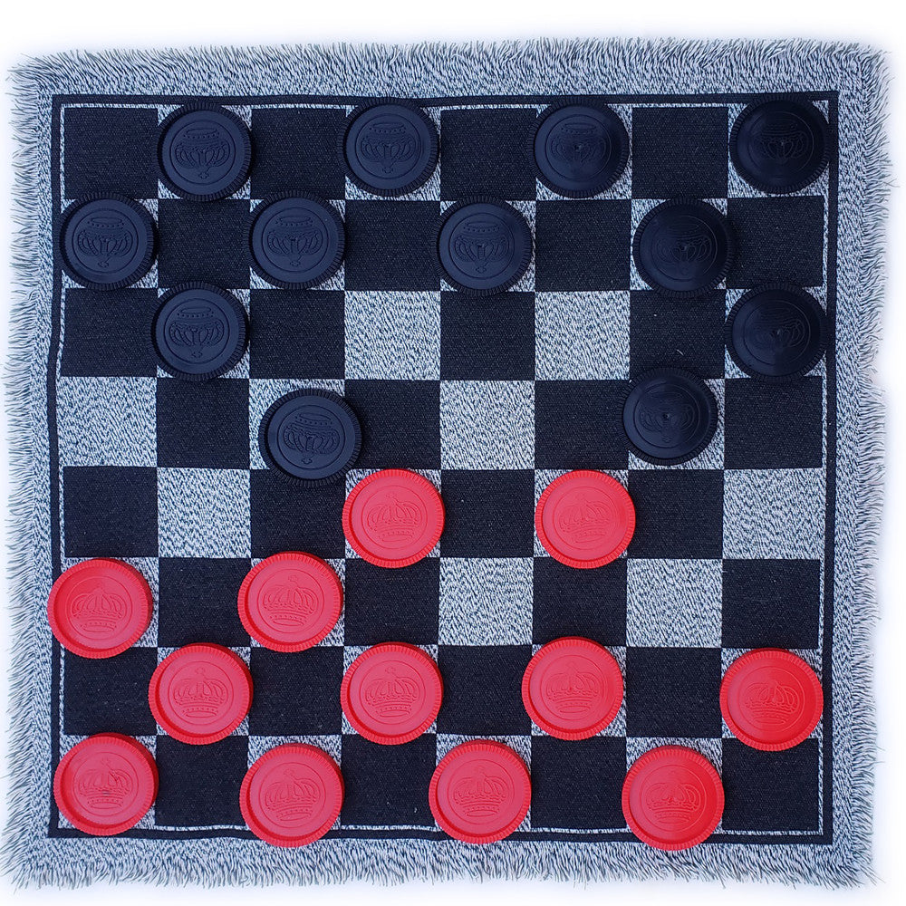 Bolaball Giant 3-in-1 Checkers and Tic Tac Toe Game Set with Reversible Mat