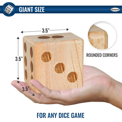 Bolaball Giant Wooden Yard Dice Set - 6 Premium Dice with Carry Bag for Outdoor & Indoor Play