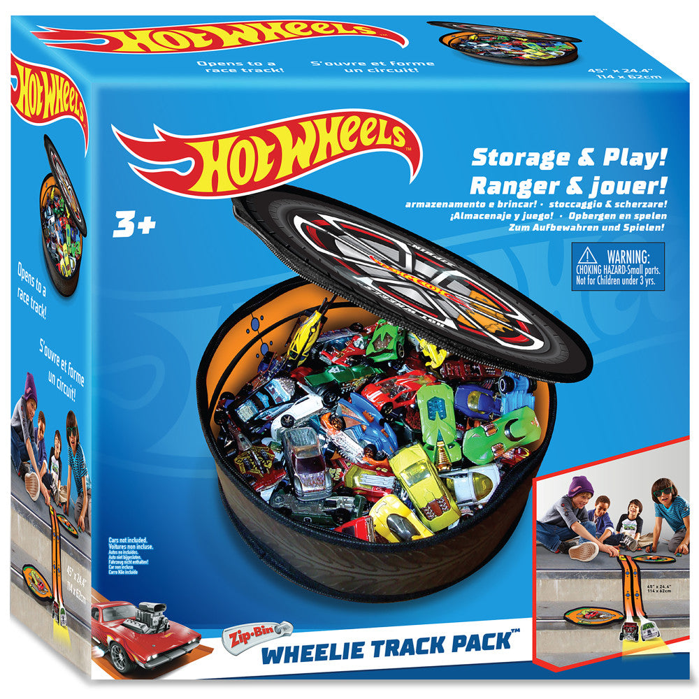 Tara Toy Hot Wheels ZipBin Wheelie 100-Car Storage with Race Track