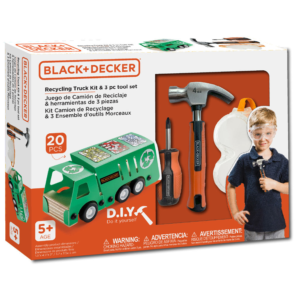 Black and Decker Kids' DIY Recycling Bus Kit with 3-Piece Toolset