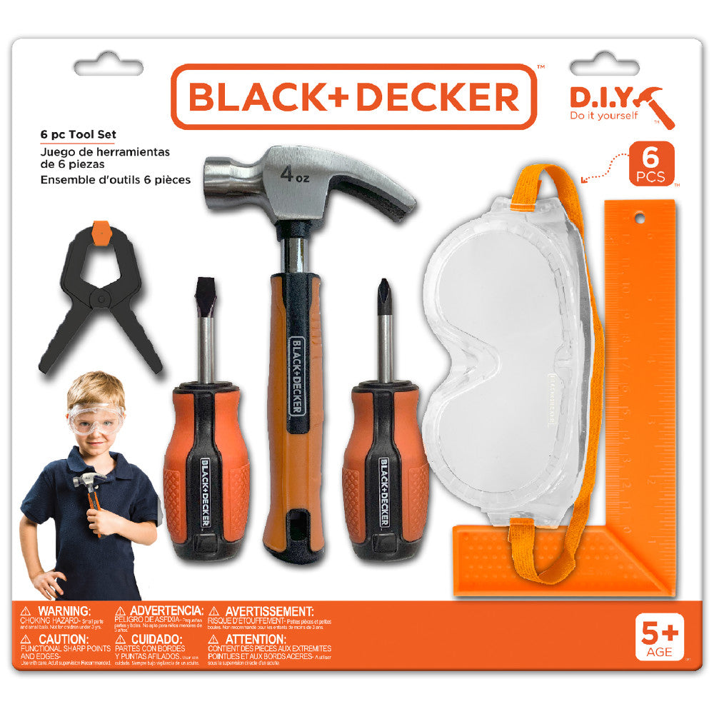 Black and Decker 6-Piece Kids Tool Set - Pretend Play DIY Kit