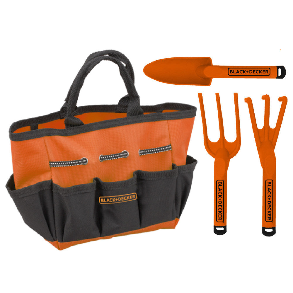 Black and Decker Kids' 4-Piece Gardening Hand Toolset with Bag