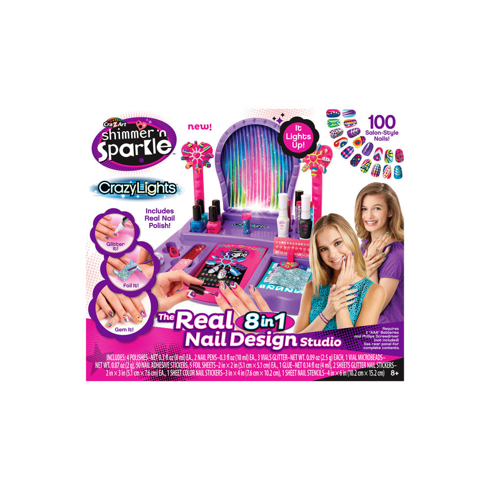 Cra-Z-Art Shimmer 'N Sparkle Crazy Lights 8-in-1 Nail Design Studio