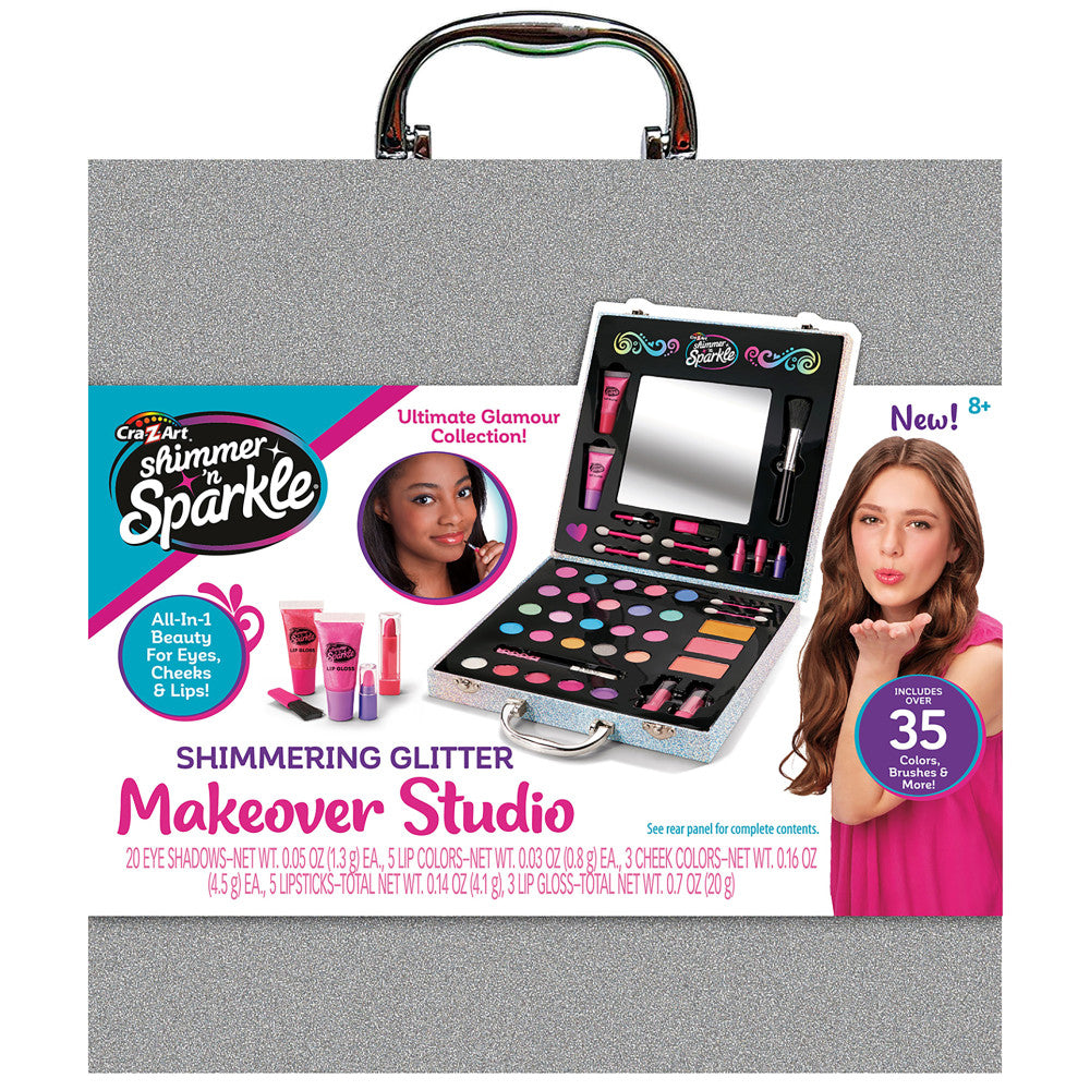 Shimmer 'N Sparkle Glitter Makeover Studio 35pc Beauty Kit - All-in-One Makeup Set
