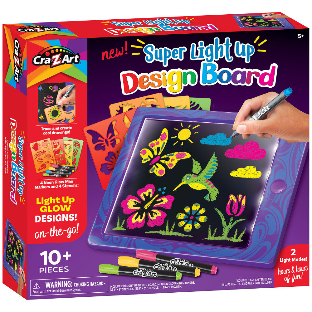 Cra-Z-Art Super Light-Up Design Board Neon Drawing Kit for Kids