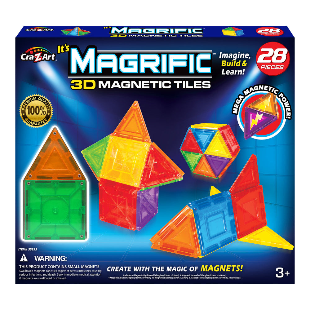 Cra-Z-Art Magrific 28-Piece 3D Magnetic Tiles Building Set