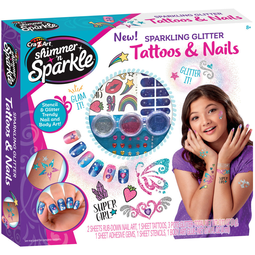 Cra-Z-Art Shimmer 'N Sparkle Glitter Tattoos & Nails Kit