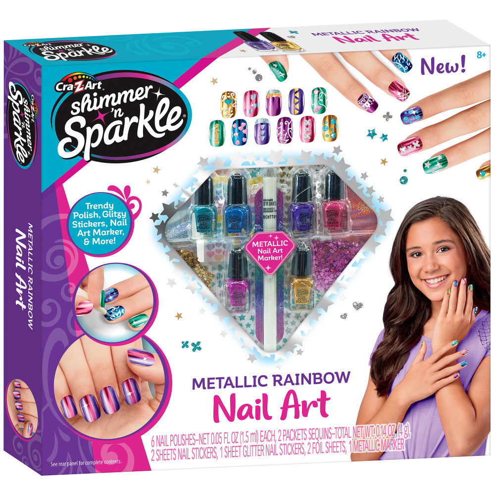 Cra-Z-Art Shimmer 'N Sparkle Metallic Rainbow Nail Art Design Kit