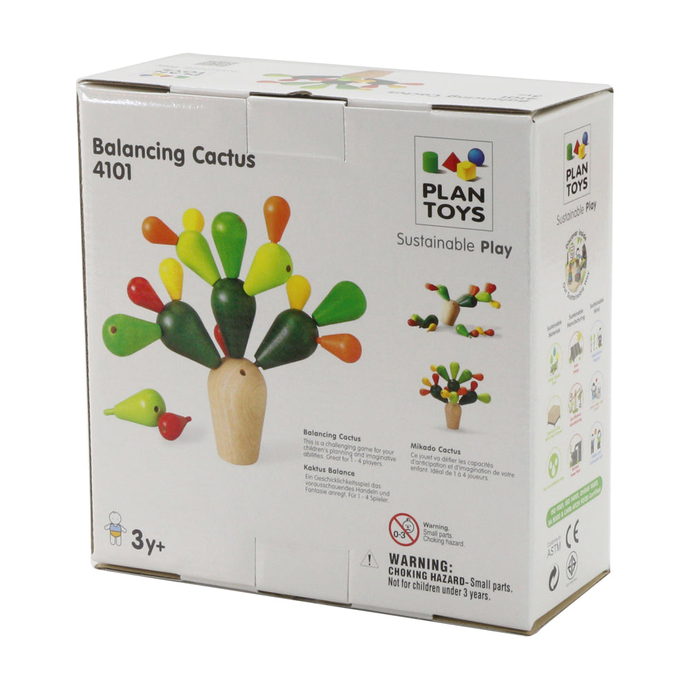 Plan Toys Balancing Cactus Game - 19 pc Wooden Puzzle