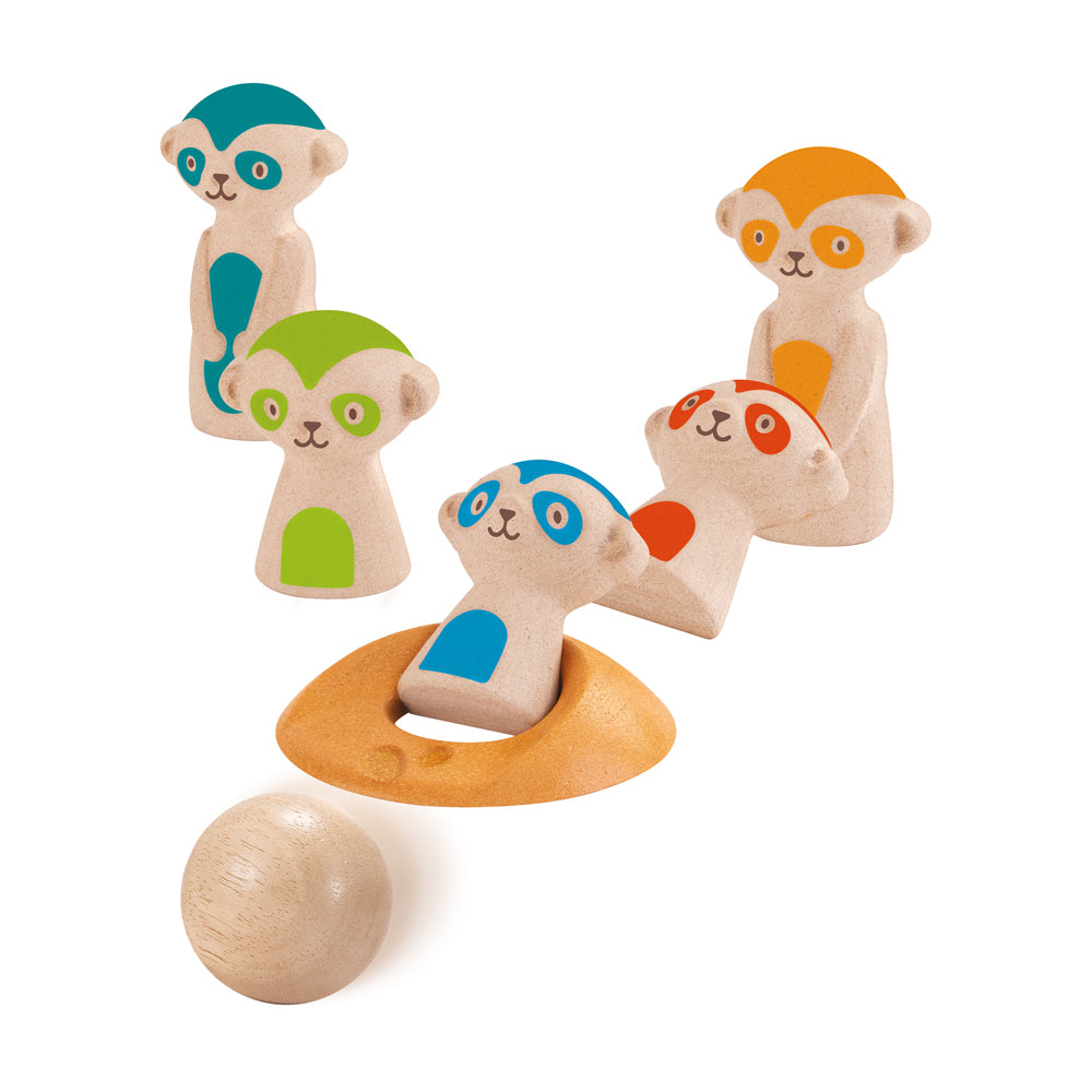 Plan Toys Meerkat Bowling Set - Eco-Friendly Wooden Outdoor Game