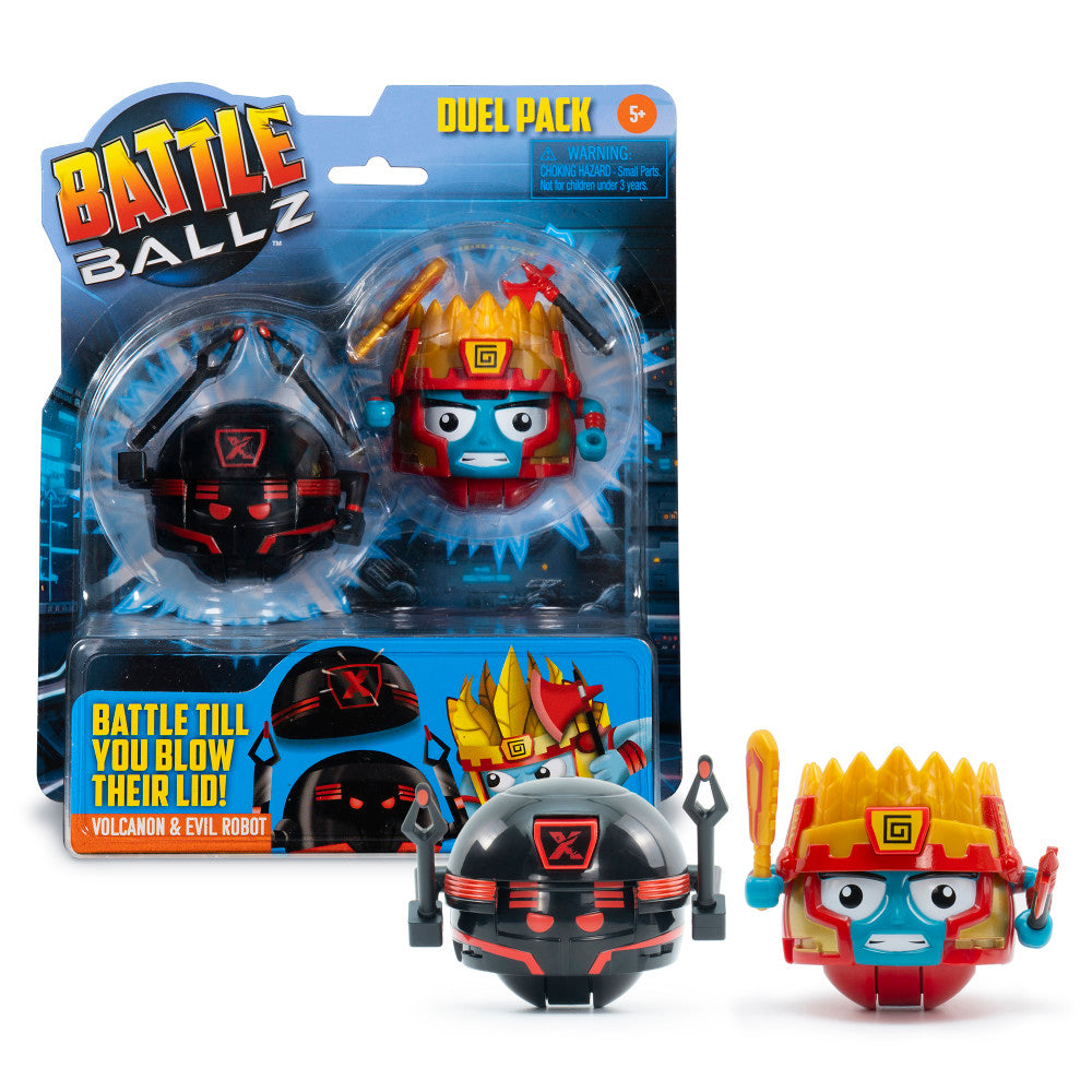 Battle Ballz: Duel Pack - Volcanon & Evil Robot - 2 Warriors & Joysticks, Kids 5+