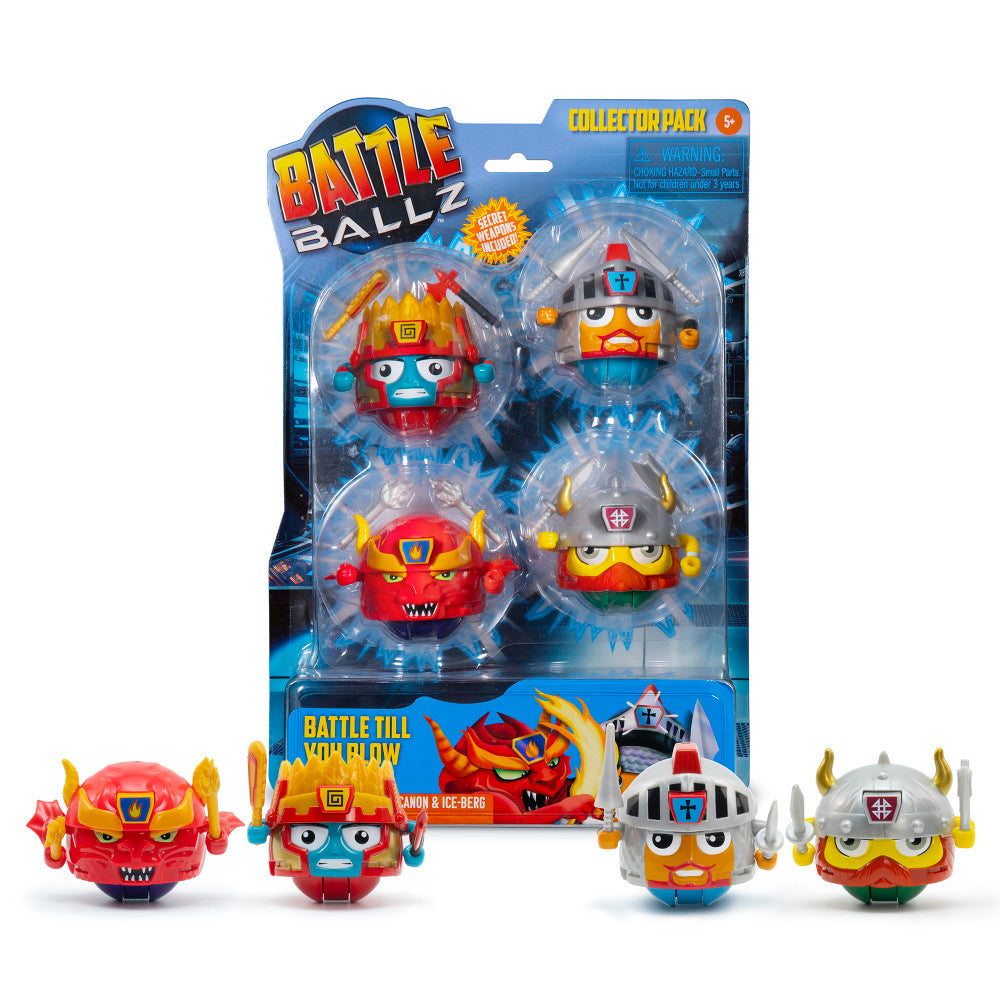 Battle Ballz: Collectors Pack - 4 Warriors (Volcanon, Solar, Ice-Berg, Scorch), Kids 5+