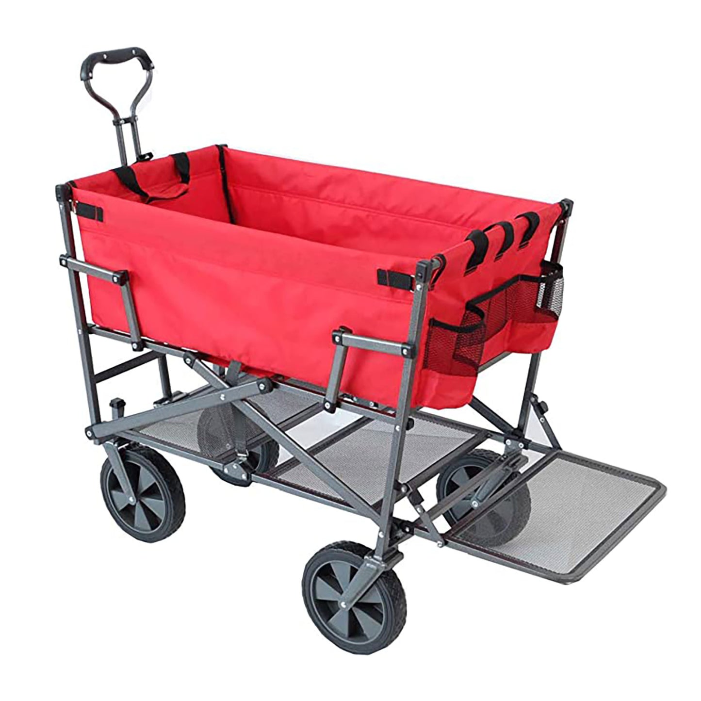 Mac Sports Double Decker Wagon: Red - Collapsible Outdoor Utility Garden Cart, 150 Lb Capacity