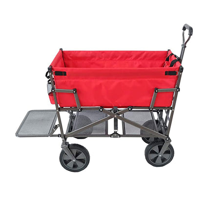 Mac Sports Double Decker Wagon: Red - Collapsible Outdoor Utility Garden Cart, 150 Lb Capacity