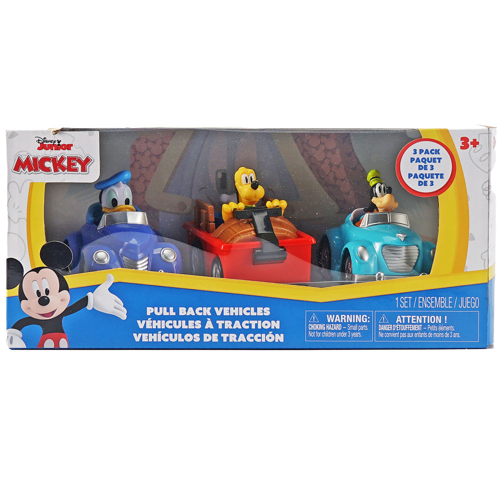 Disney Junior: 3 Pack Pull-Back Toy Vehicles - Donald, Goofy & Pluto