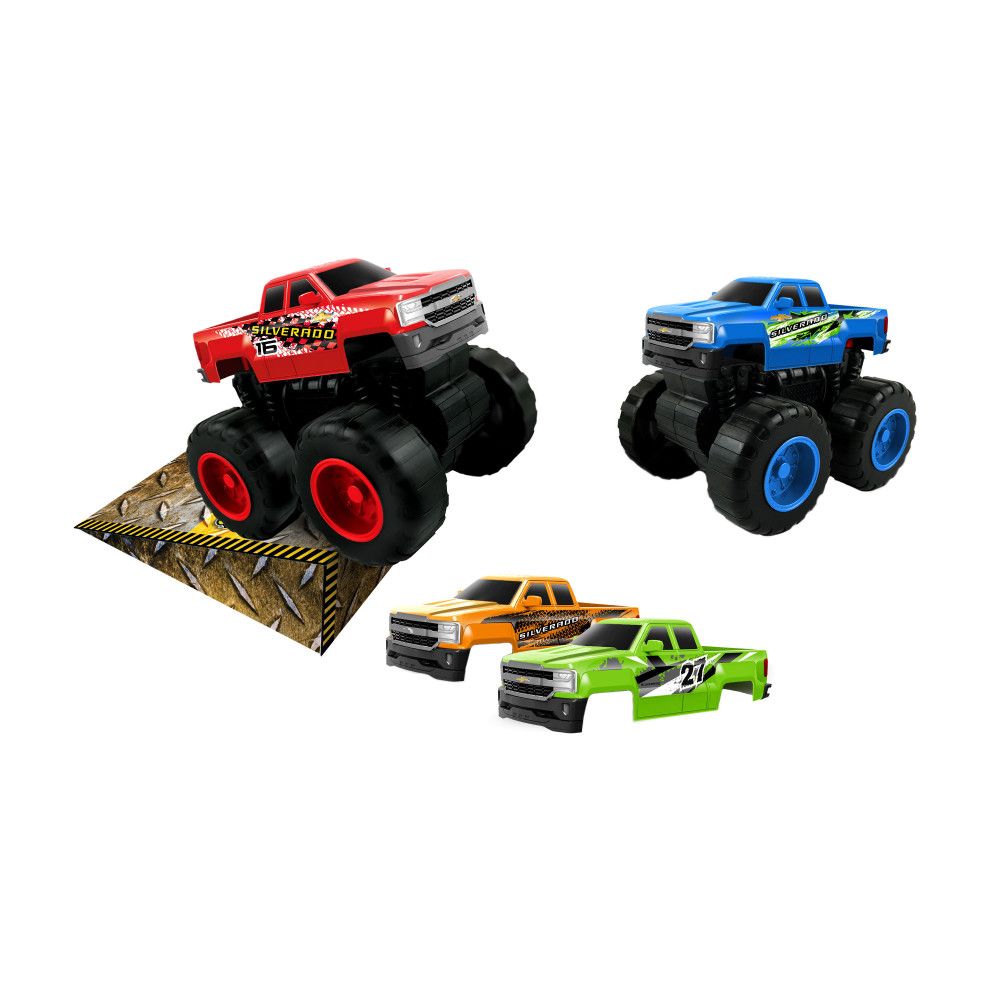 Jam'N Products Chevy Silverado 1500 Friction-Powered Monster Truck Set