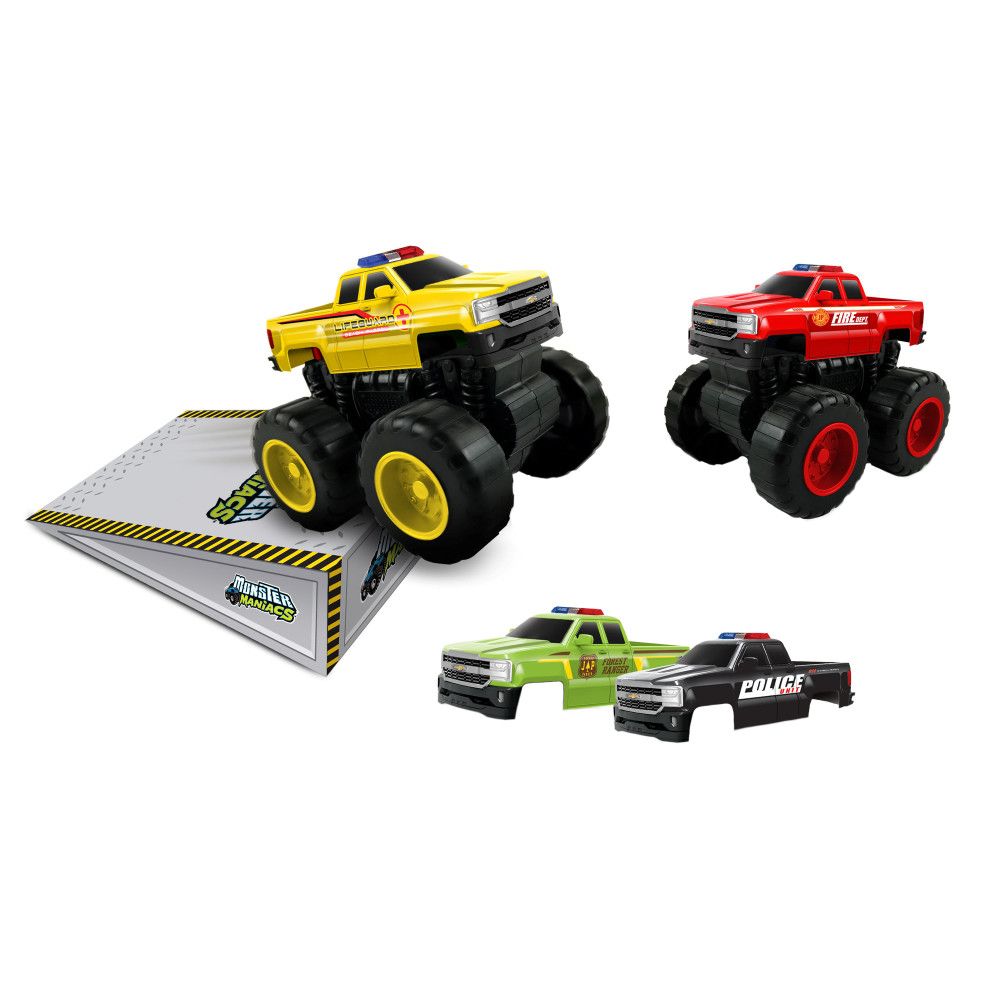 Jam'N Products Chevrolet Silverado 1500 Friction-Powered Rescue Toy Vehicle Set