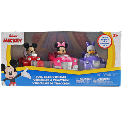 Disney Junior: 3 Pack Pull-Back Toy Vehicles - Mickey, Minnie & Daisy