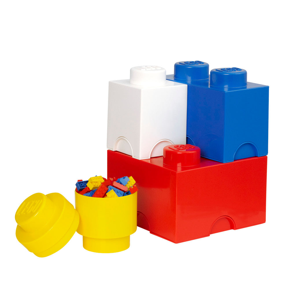 LEGO® Storage Brick Multi-Pack 4 Piece, Bright Red, Bright Blue, Bright Yellow, and White