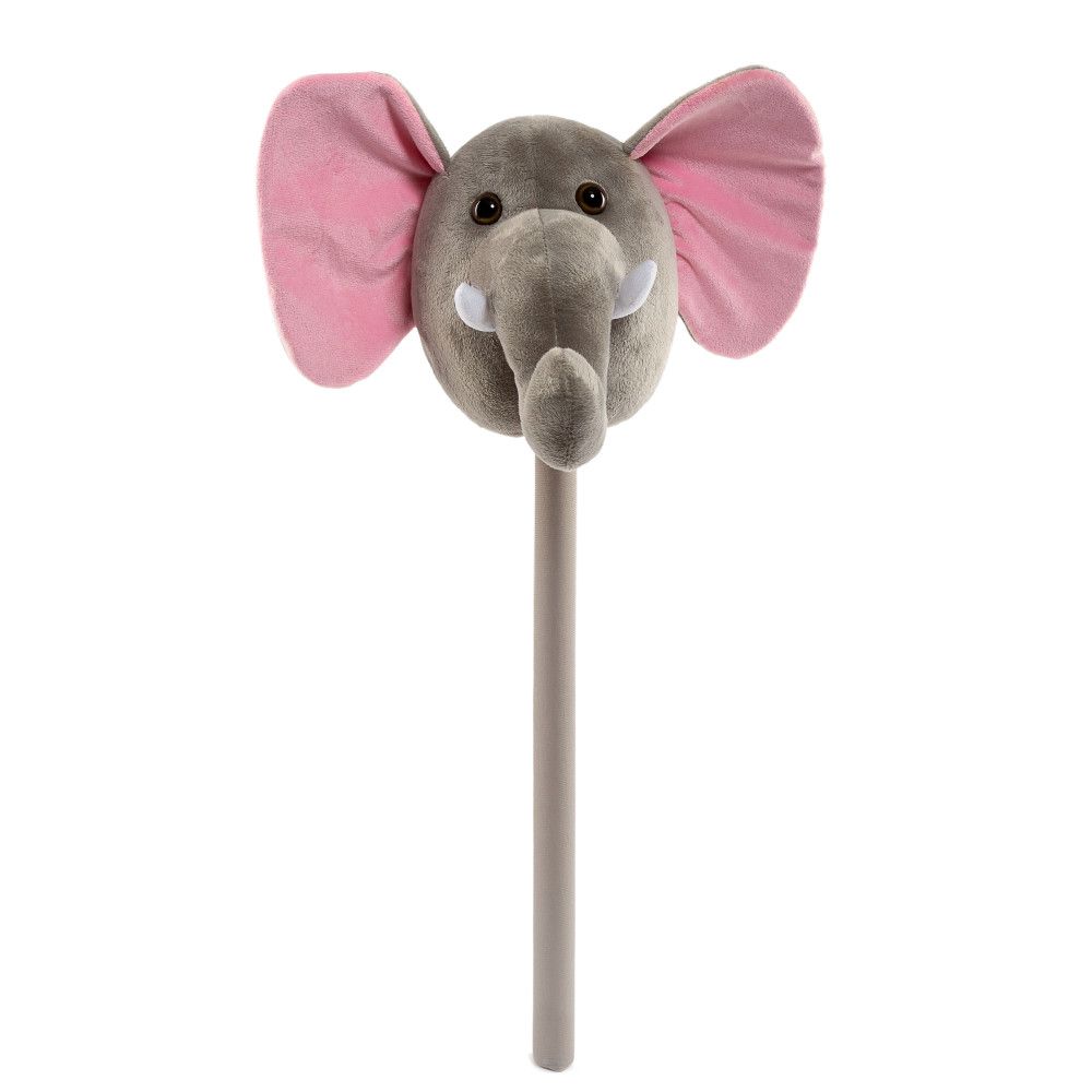 Ponyland Grey Musical Plush Elephant Stick - Soft Riding Toy