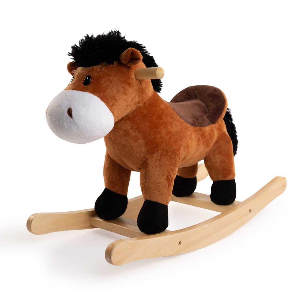 Toys R Us - Rocking Brown Horse with Sound - Plush Ride-On