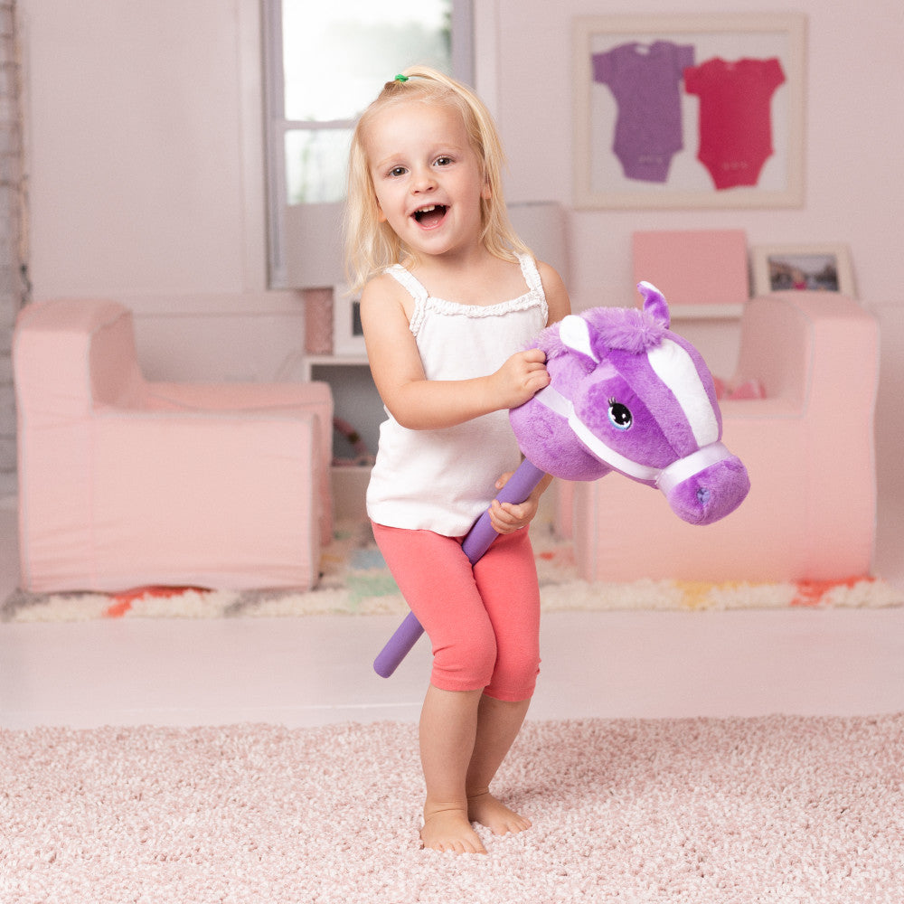 Plush Stick Pony 27 inch Interactive Toy - Purple