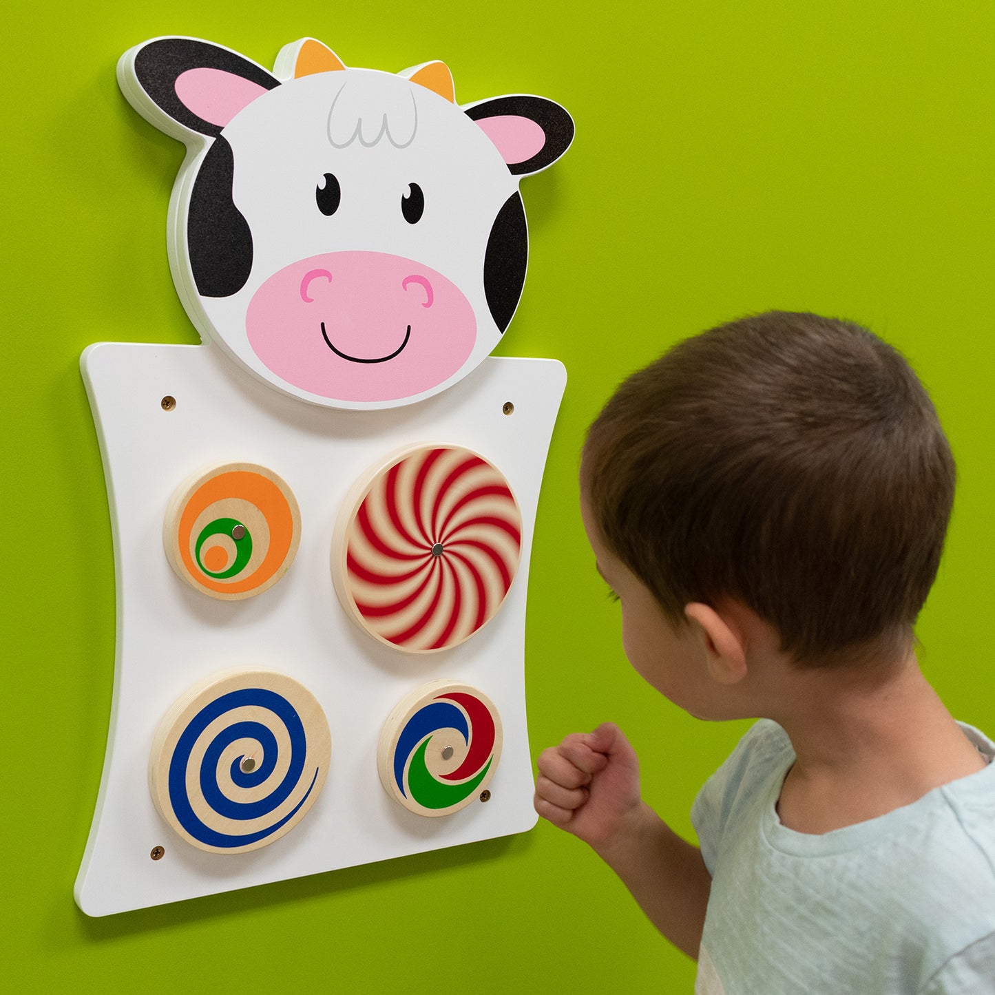 Learning Advantage Cow Activity Wall Panel - Interactive Toddler Play Center - 18m+