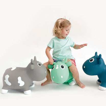 Pop It Up: Kidzzfarm Bouncing Cow: Junior - Green - Inflatable Animal Hopper